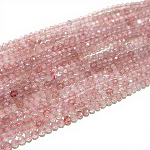 Perles de quartz fraise à facettes naturelles 4mm cristal rose pierre lâche bracelets de pierres précieuses ombragées cristal Alifinternational - Product Image 1