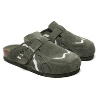 Mules de plage unisexe en daim à bout fermé avec semelle en liège, en cuir véritable pour homme, antidérapantes, personnalisables, avec semelle en TPR, gel, caoutchouc et PU, direct usine