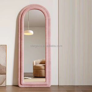 <span class=keywords><strong>Miroir</strong></span> sur pied en tissu flanelle pleine longueur, forme arquée irrégulière, pour chambre et hôtel, fourni directement par l'usine - Product Image 2