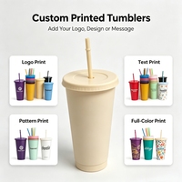 Gobelet en plastique réutilisable sans BPA personnalisé, 24 oz, couleur unie mate, en PP, avec paille et couvercle pour la consommation quotidienne