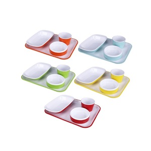 Fast food restaurant Minnan pork trotter rice set, <b>melamine</b> two-tone deep <b>plate</b>, side dish, rice bowl, four-piece cutlery set - Product Image 3