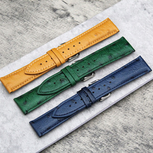 Yunse nuevo patrón de avestruz correa de cuero genuino negro bronceado marrón personalizado 19 21 correa de reloj de cuero de grano superior 18mm 20mm 22mm 24mm - Product Image 2