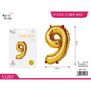 All'ingrosso 32 pollici oro Mylar numero 9 palloncino in alluminio per decorazioni per feste festa della mamma festa di addio al nubilato - Product Image 1