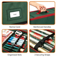 Organisateur de papier cadeau de Noël en tissu Oxford, grande capacité, conteneur pour emballages cadeaux de fêtes avec poches intérieures en filet