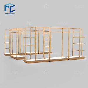 Estante de exhibición de ropa boutique de lujo ecológico al por mayor reciclable al por menor para escaparate con madera de vidrio de acero inoxidable - Product Image 4