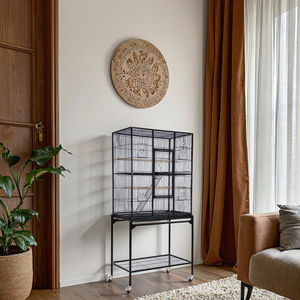 Grande <span class=keywords><strong>cage</strong></span> d'élevage d'oiseaux de volière producteur fil métallique avec support séparé bois acier fer matériel pour perroquets emballés dans une boîte - Product Image 5