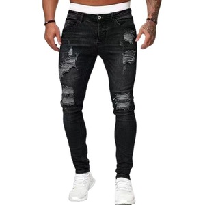 Jeans <span class=keywords><strong>de</strong></span> Mezclilla para <span class=keywords><strong>Hombre</strong></span>, Estilo Hip Hop, Corte Ajustado, Desgastados, Rasgados, Transpirables, Ligeros, a la Moda, Marca WISH - Product Image 5