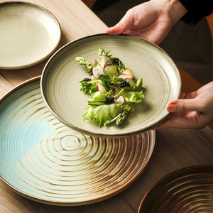 Plato <span class=keywords><strong>de</strong></span> <span class=keywords><strong>Porcelana</strong></span> Redondo Japonés Mate Rústico Colorido para Catering, Vajilla <span class=keywords><strong>de</strong></span> Cerámica para Restaurante - Product Image 3