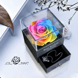 Acrílico <span class=keywords><strong>Eternity</strong></span> Roses Anillo Collar Caja de regalo Joyería de lujo Caja de rosas preservadas para Navidad Aniversario del Día de San Valentín - Product Image 5