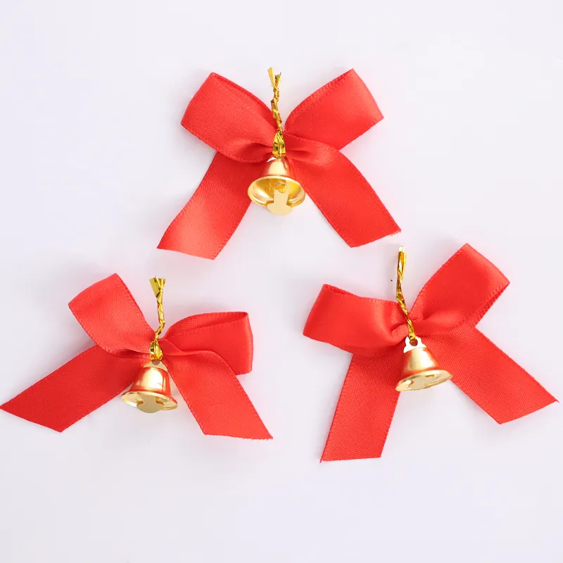 Hot Sale Red Satin Ribbon Bow Gift Decoration Wedding Christmas Bell Bow