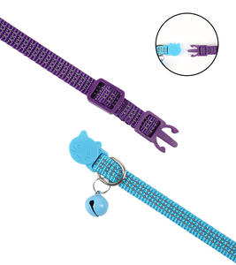 Kalung hewan peliharaan, kerah hewan peliharaan nilon warna-warni berselaput kerah bahan reflektif pola Dot empuk kucing Modern gaya sederhana kerah anjing hewan peliharaan - Product Image 2