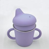 Nouveaux produits : Tasse à bec pour bébé avec acier inoxydable 304 et silicone de qualité alimentaire, double poignée, bec de canard, pour tout-petits