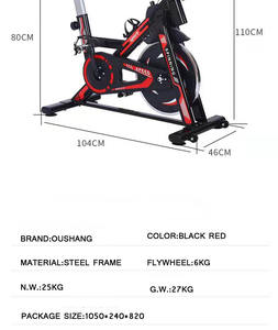 <span class=keywords><strong>Vélo</strong></span> de spinning d'intérieur Oushang noir et rouge en acier pour la maison, équipement de fitness avec logo personnalisé pour la salle de sport et l'usage domestique - Vente en gros - Product Image 5