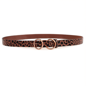 Cinturón con estampado de leopardo, hebilla redonda de 3,5 cm, cinturón de moda para mujer - Product Image 2