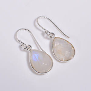 อัญมณี925ตัดจากหินลูกแพร์สีควันต่างหูเงินสเตอร์ลิงต่างหูอัญมณีธรรมชาติเครื่องเพชรพลอยเงินแบบแฮนด์เมด - Product Image 3