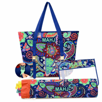 Ensemble de 3 sacs de transport de luxe pour Mahjong américain, en toile et polyester, étui de rangement portable pour tuiles, imperméable, durable et pliable