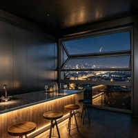 Fenêtre pliante en aluminium à grand panneau, verre trempé transparent, fournie par le fabricant HUACAI, pour complexe commercial