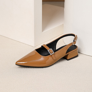 Sandali da Donna Taglia 45 con <span class=keywords><strong>Tacco</strong></span> <span class=keywords><strong>Basso</strong></span> e Punta Affusolata, <span class=keywords><strong>Scarpe</strong></span> Eleganti in PU Verniciato per Signora - Product Image 6