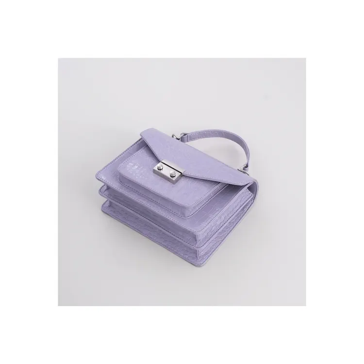 High Quality Purple Leather Handbags Simple Womens Handbag Messenger Crossbody Bag