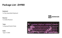 ZORNHER ZH980 95% 97-Key Mechanical Gaming Keyboard-Kombo Berkabel/Nirkabel Tiga Mode RGB Backlit Keyboard Logo Kustom