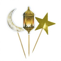 Décoration de gâteau Ramadan Eid Mubarak, lune dorée, étoile, mosquée, pour décorations de gâteau Ramadan Kareem, fête musulmane islamique
