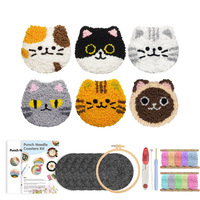 Kit de broderie Punch Needle DIY, nouveau design de chat de style chinois, cadeau artisanal pour salon, chambre, salle à manger, buffet