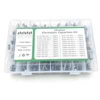 Kit d'assortiment de condensateurs électrolytiques en aluminium 24Values 500PCS 0,1uF-1000uF, condensateurs radiaux à branchement direct, boîte de rangement