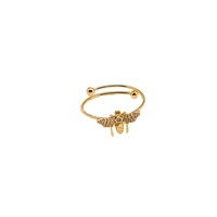 Bague Justop Abeille Mignonne pour Femmes Européennes et Américaines, en Laiton Plaqué Or, avec Zircon Micro-Incrusté, Réglable, Tendance, MOQ 30