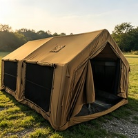 Premium 14 ㎡   Tente de camping gonflable portable imperméable toutes saisons à double couche en coton TC surdimensionnée et confortable