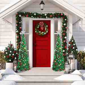 Guirnalda Decorativa de Navidad Plegable y Ecológica de Tinsel Verde Artificial para Interiores/Exteriores con Motivos Navideños - Product Image 5