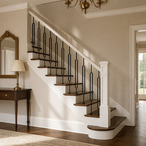 <span class=keywords><strong>Kit</strong></span> de balustres, meneaux et rampes d'<span class=keywords><strong>escalier</strong></span> <span class=keywords><strong>en</strong></span> fer forgé et laiton, finitions or et noir, ovales, sur mesure, économiques - Product Image 2