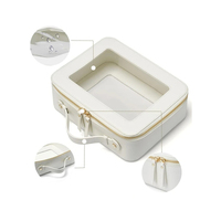 Sac à pinceaux de maquillage en PU blanc avec logo personnalisé de luxe Organisateur Grand étui à cosmétiques de toilette de voyage portable Trousse de maquillage transparente en PVC personnalisée