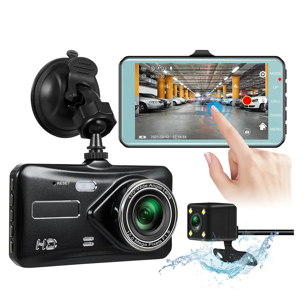 Car Video Recorder Touch Screen 4-inch Driving Recorder HD 1080P Dual lens Video Car DVR Dash CaM