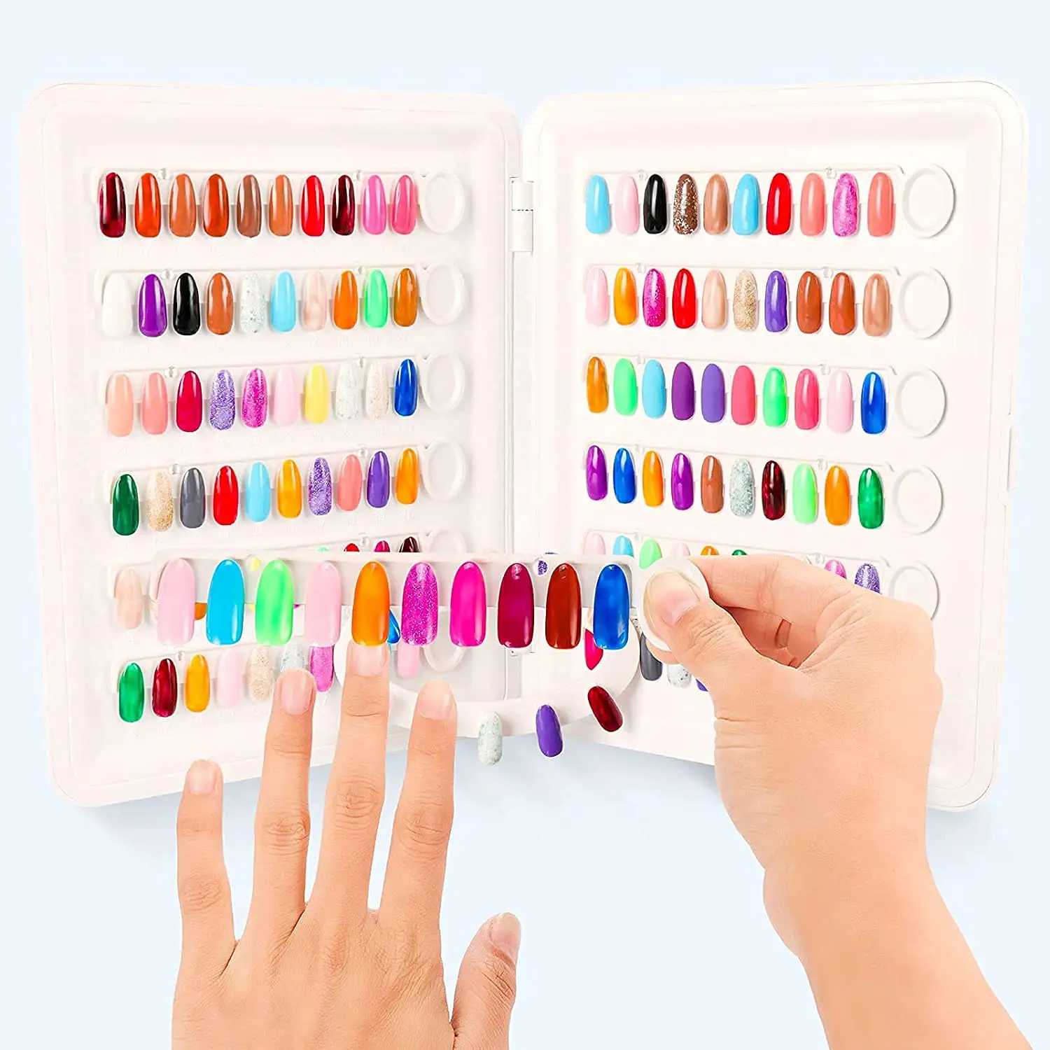 120pcs Detachable No Glue Portable Paste Nail Tips Nail Color Display Card for DIY Nail Art Salons