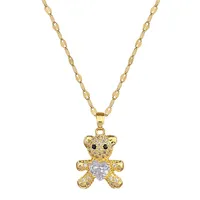 Ensemble de bijoux de fête de mariage de luxe zircone dessin animé ours pendentif collier boucles d'oreilles ensemble diamant étincelant animal boucle d'oreille collier