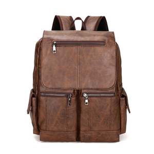 Custom logo College School Pu Rucksack <b>Men</b> Waterproof Back Pack Bag Zaino in Pelle High Capacity Pu <b>Leather</b> <b>Backpack</b> Bag - Product Image 2