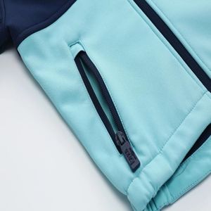 Veste Softshell Enfant Coupe-Vent à Capuche Zippée Printemps Automne Vêtements d'extérieur pour Enfants avec Doublure Polaire et Patchwork - Product Image 5