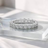 Bague Éternité en Argent Sterling 925 avec Moissanite Couleur D VVS Taille Ronde Brillante, Anneau Complet Éternité, Bagues Fines pour Femme, Cadeau