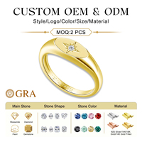Bague Chevalière Étoile Polaire en Or Rempli 14K/Argent 925 avec Diamant Moissanite Couleur D VVS, Bijoux Personnalisés sur Mesure pour Femme, Vente en Gros