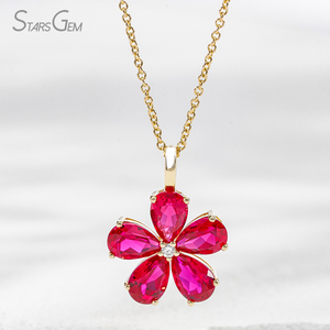 Starsgem collar colgante Yellow Gold Lab Diamond <b>Necklace</b> 4*6mm Pear Cut DEF VS Lab Grown Gemstone 10K Gold Pendant <b>Necklace</b> - Product Image 3