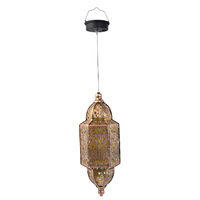 Lampe Solaire Suspendue Baroque en Fer Forgé pour Extérieur, Lumière d'Ambiance à Projection Creuse, Éclairage de Cour Marocain