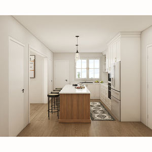 الحديثة الأوروبية المخصصة الجدار إلى الجدار أفكار تخطيط المطبخ فعالة خزائن الزجاج الأبيض - Product Image 4