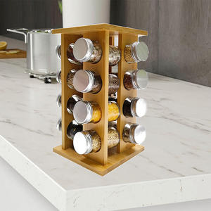 Organizador Giratorio de Especias de Bambú para Cocina, Estante de Almacenamiento para Condimentos, Exhibidor de Encimera para Despensa - Product Image 4