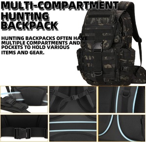 Mochila Táctica Multifuncional de 50L con Diseño de Camuflaje Negro, para Laptop, con Sistema Molle, Múltiples Compartimentos, para Senderismo, Caza, Pesca y Actividades al Aire Libre - Product Image 3