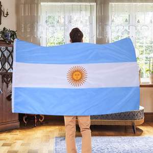 <span class=keywords><strong>Drapeau</strong></span> de l'Argentine 3x5 pieds personnalisé en polyester, impression sérigraphique, motif <span class=keywords><strong>croix</strong></span> <span class=keywords><strong>blanche</strong></span>, longue durée de vie - Product Image 3