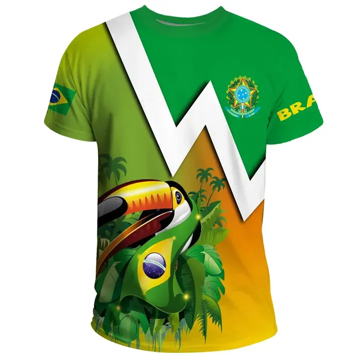 Print on Demand Crewneck Short Sleeve Shirt Tropical Brazilian Football Samba Corps Canarinho Men's T-shirt Special Sports Tees