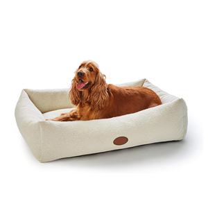 Cama grande para perros de alta calidad, cubierta extraíble rectangular única, patrón sólido, refuerzo cómodo, Boucle lavable para perros cómodos - Product Image 1