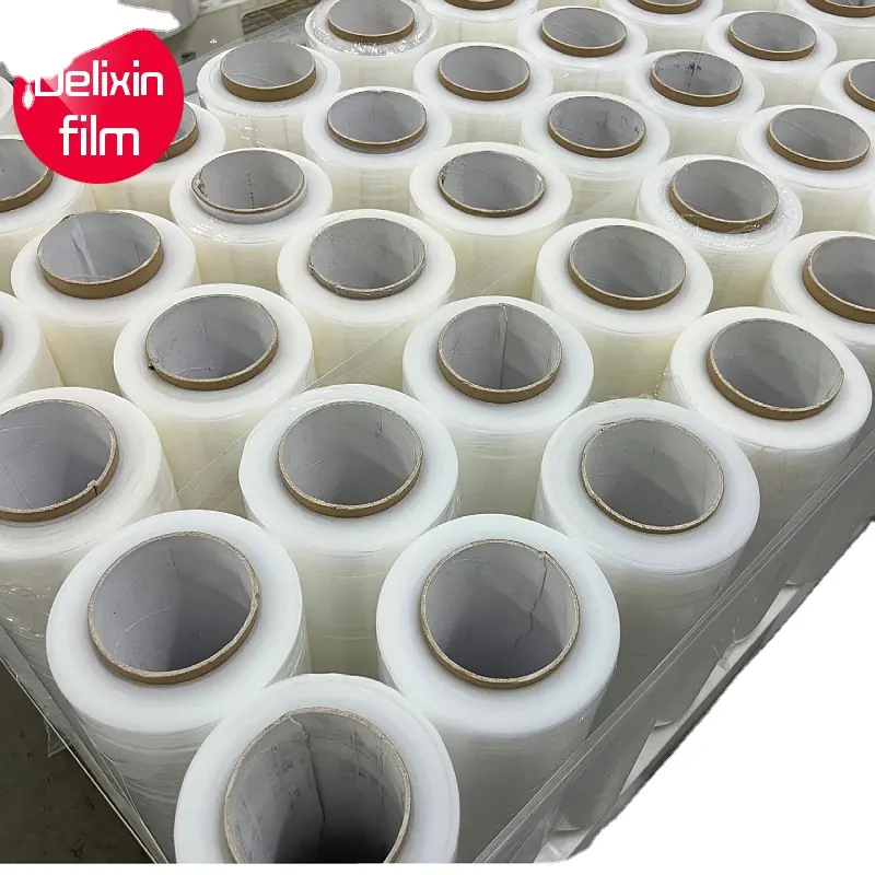 PE Mão e Máquina Uso Pallet Wrap Stretch Film Roll Embalagem do produto Plástico Transparente Moisture Proof Filme de embalagem macio
