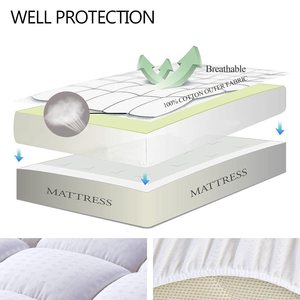 Cubrecolchón de Algodón Extra Grueso - Protector de Colchón Acolchado Transpirable <span class=keywords><strong>con</strong></span> Correas Elásticas, Suave y Lavable, Protector de Colchón para Hotel - Product Image 3