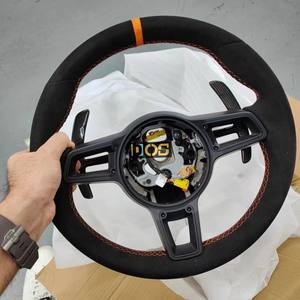 Volant en cuir et fibre de carbone pour Porsche Panamera, Macan, Cayenne, 918, 911, 718, 970, 971, 958, compatible avec <span class=keywords><strong>le</strong></span> véhicule d'origine - Product Image 5